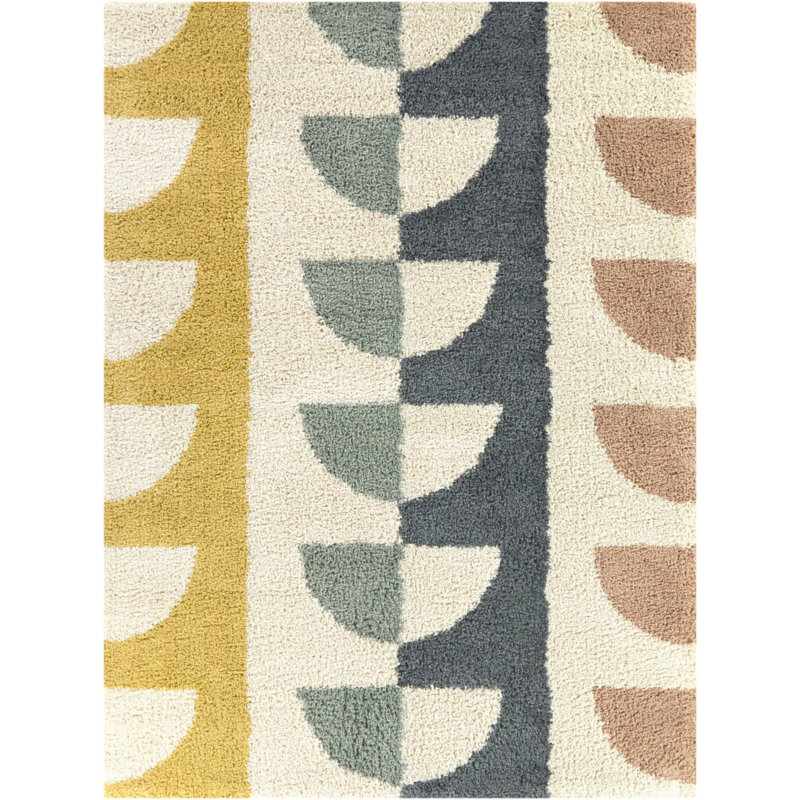Lubert Multicolor Modern Shag Area Rug, Rectangle 7'10" x 10'
