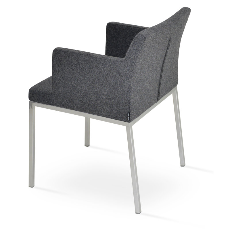 Fauteuil en laine de 22 po de largeur, Gris foncé, Chrome