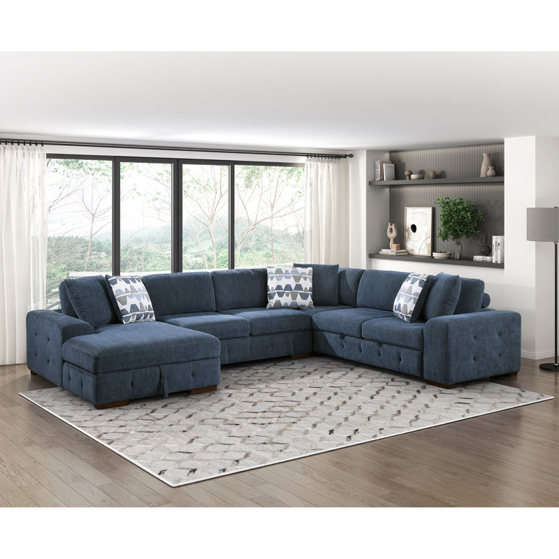 Canapé modulaire 4 pièces Modern, Chenille bleu