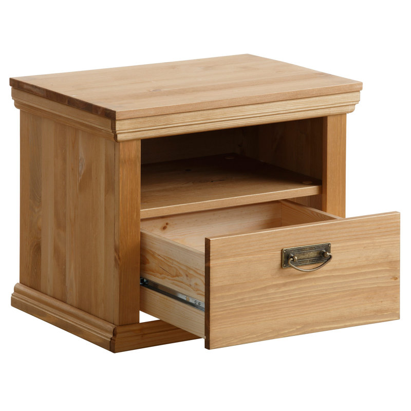 Makah 50.6cm W Solid Wood Bedside Table, Honey