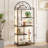 Arched Geometric Led Display Shelf With Adjustable Colour Temperature, Brightness Control, Etagere Bookshelf With Metal Frame And Wood Shelf For Living Room, Bedroom, Curio Cabinet, Black