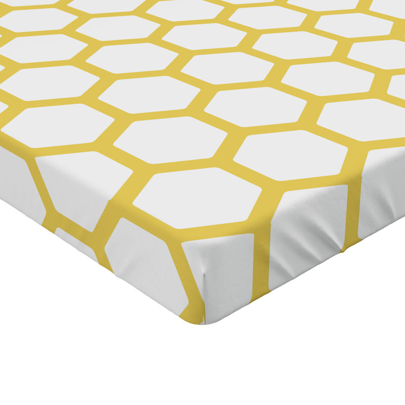 Drap-housse orange Ambesonne, Jaune / blanc géométrique, Drap-housse pour lit simple TG