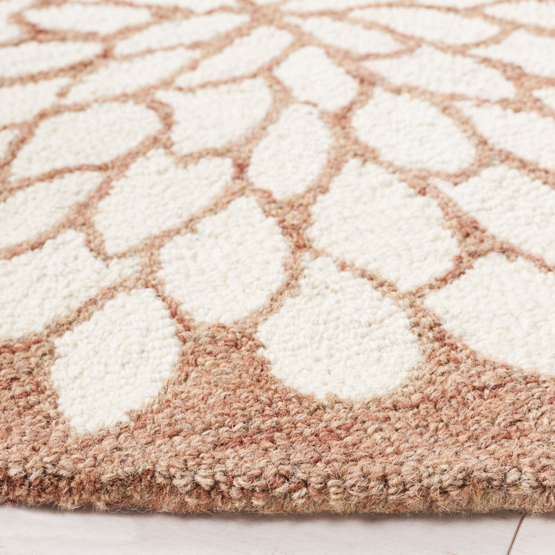 Dekanye Hand Tufted Wool Floral Rug, Round 6'
