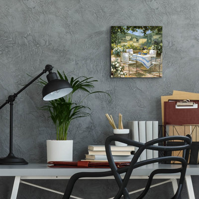  «Tuscany Terrace 1» par Allayn Stevens, art mural en verre acrylique, 12 po x 12 po