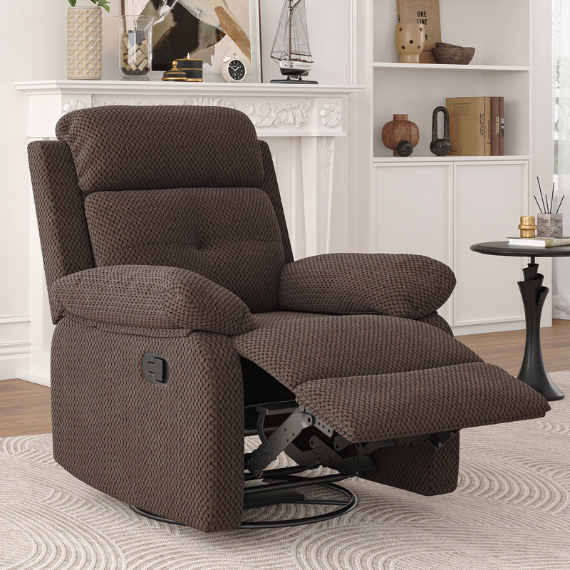 Small Swivel Rocker Recliner - For Adults , Small Spaces/Bedroom/Living Room, Chocolate
