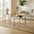 Ensemble de 3 tables basses rondes en métal martelé à motif en X de style moderne Lalia