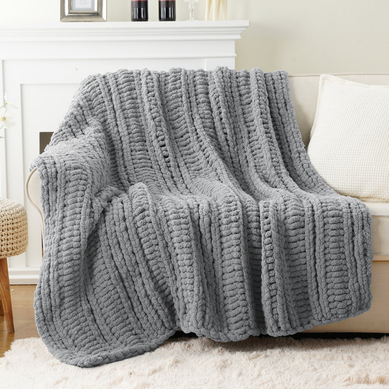 Large jeté en corde de 50 po x 60 po, Gris clair