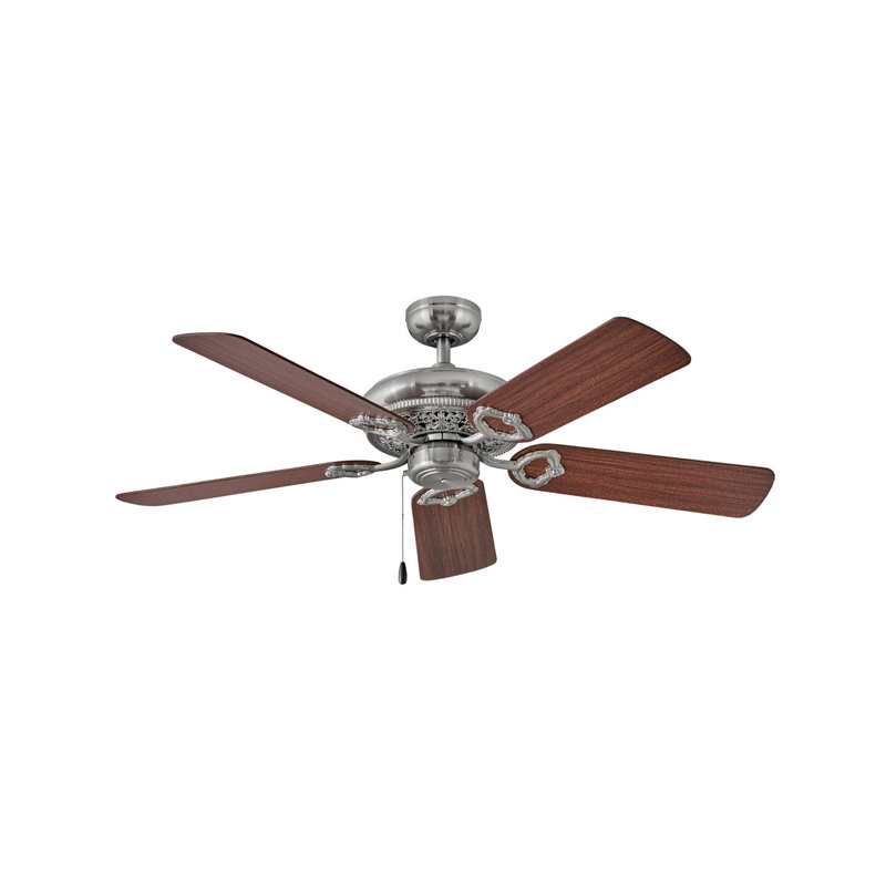 52"  5 - Blade Standard Ceiling Fan with Pull Chain, Brushed Nickel