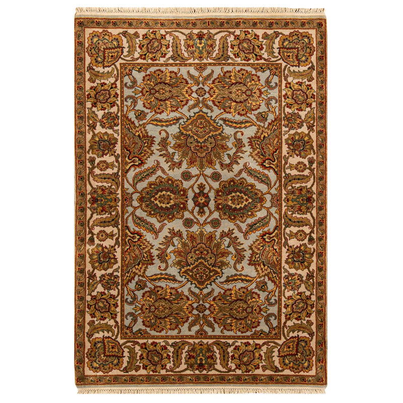 Trinity Hand-Knotted High-Quality Light Blue and Ivory Area Rug