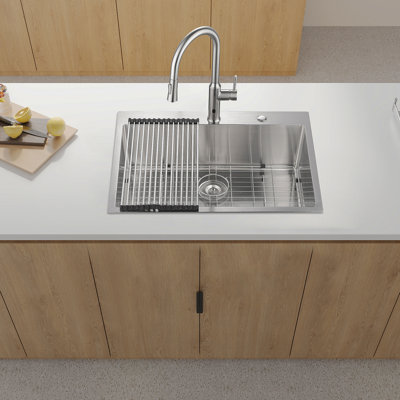 Évier de cuisine encastré à simple cuve en acier inoxydable 33 x 22 x 10 po