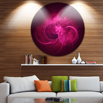 « lueuring magenta cercles », impression sur métal