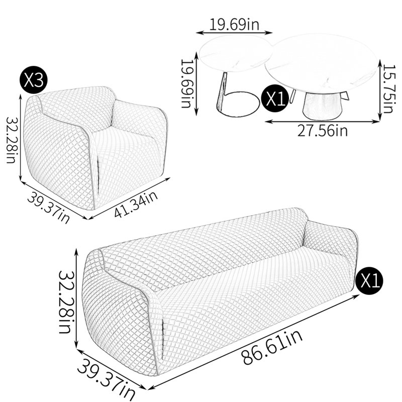 Creative light luxury sofa tea table combination