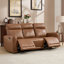Ensemble de salon inclinable électrique en cuir fleur 2 pièces: causeuse électrique + canapé avec console et USB Type-C-55268931