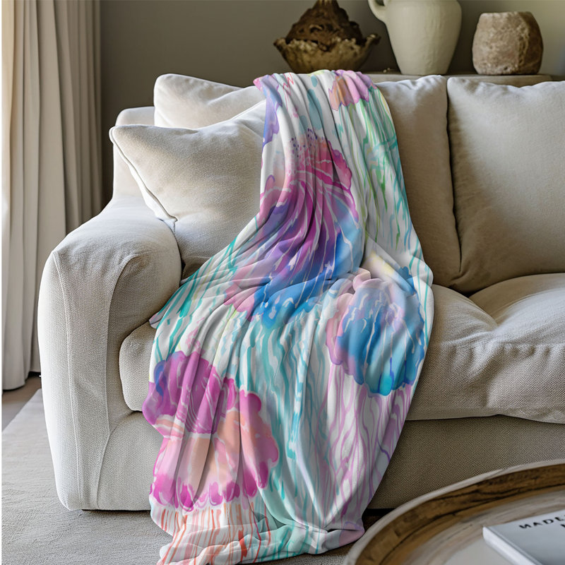 Maritime Beacon Patterns - 1 Piece Premium Sherpa Blanket, 60" W x 80" L, Elegant Marine Creatures