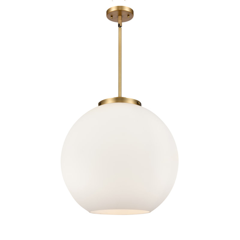 Ralph 3 - Light Pendant, 18.38" H x 17.75" W x 17.75" D, Brushed Brass, Matte White