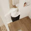Meuble-lavabo de salle de bain compact 16 po - Châtaignier noir pour petites salles de bain avec poignées en métal style moderne-2113542637