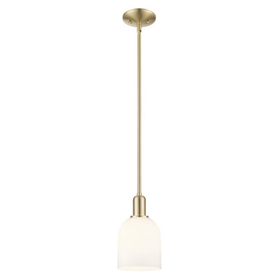 Arcadia - Berbor - 1 Light 6" Stem Hung Mini Pendant - Champagne Bronze Finish - White Shade