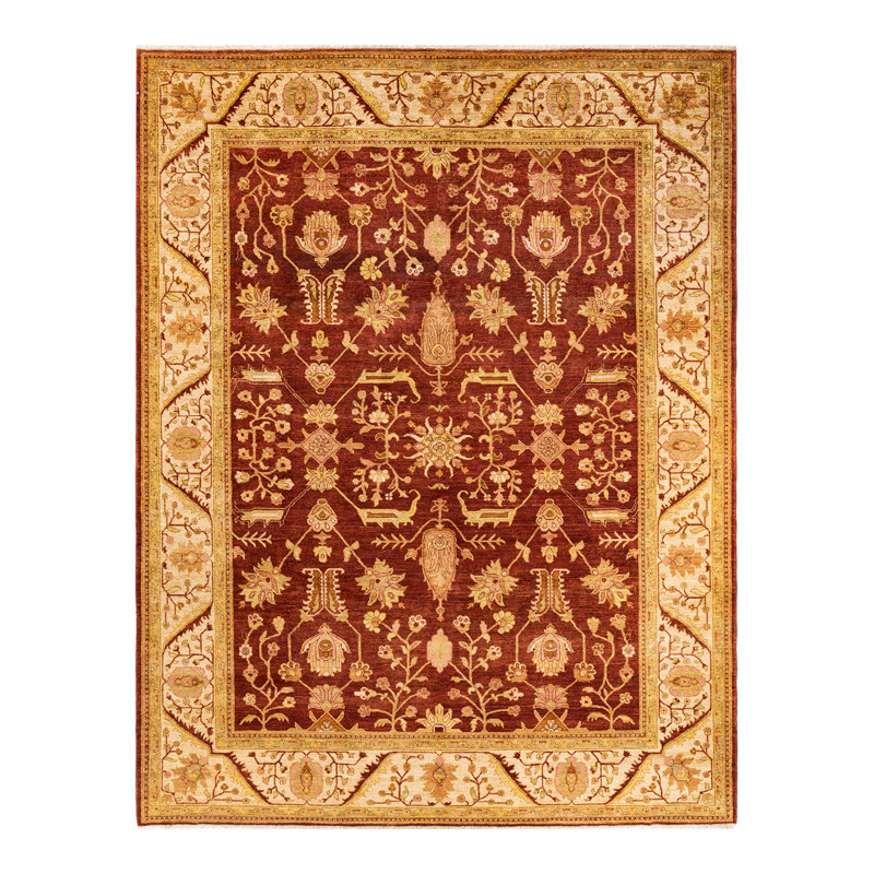 Tapis unique brun / beige noué à la main 9 pi 1 po x 11 pi 10 po Vianni Eclectic