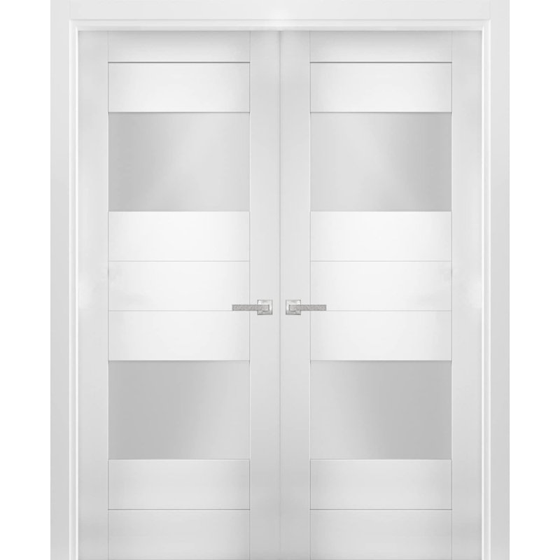 Porte blanche standard en verre givré Sete, 60 po x 80 po