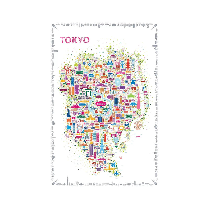 Iconic Cities-Tokyo par Rafael Esquer - peinture sur toile tendue, H 18 po x l 12 po x 1,5 po