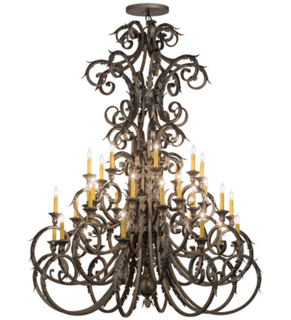Lustre étagé de style bougie 32 lumières Serratina, Épice cajun