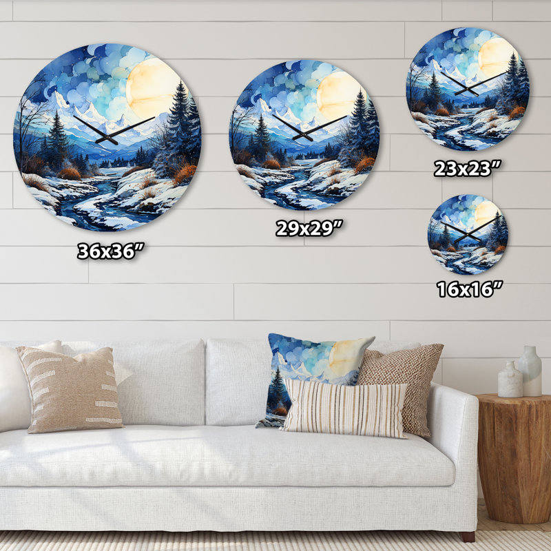 Horloge murale Winter Snowy Peaks VII, Moyenne