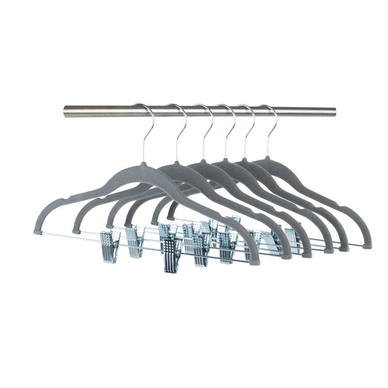 Cintre anti-dérapant velours Burrier, Gris