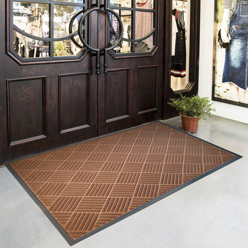 Tapis d'entrée antidérapant en caoutchouc antidérapant pour tapis d'entrée Jezeniah, Ensemble de 2, Brun, l 32 po x L 47 po