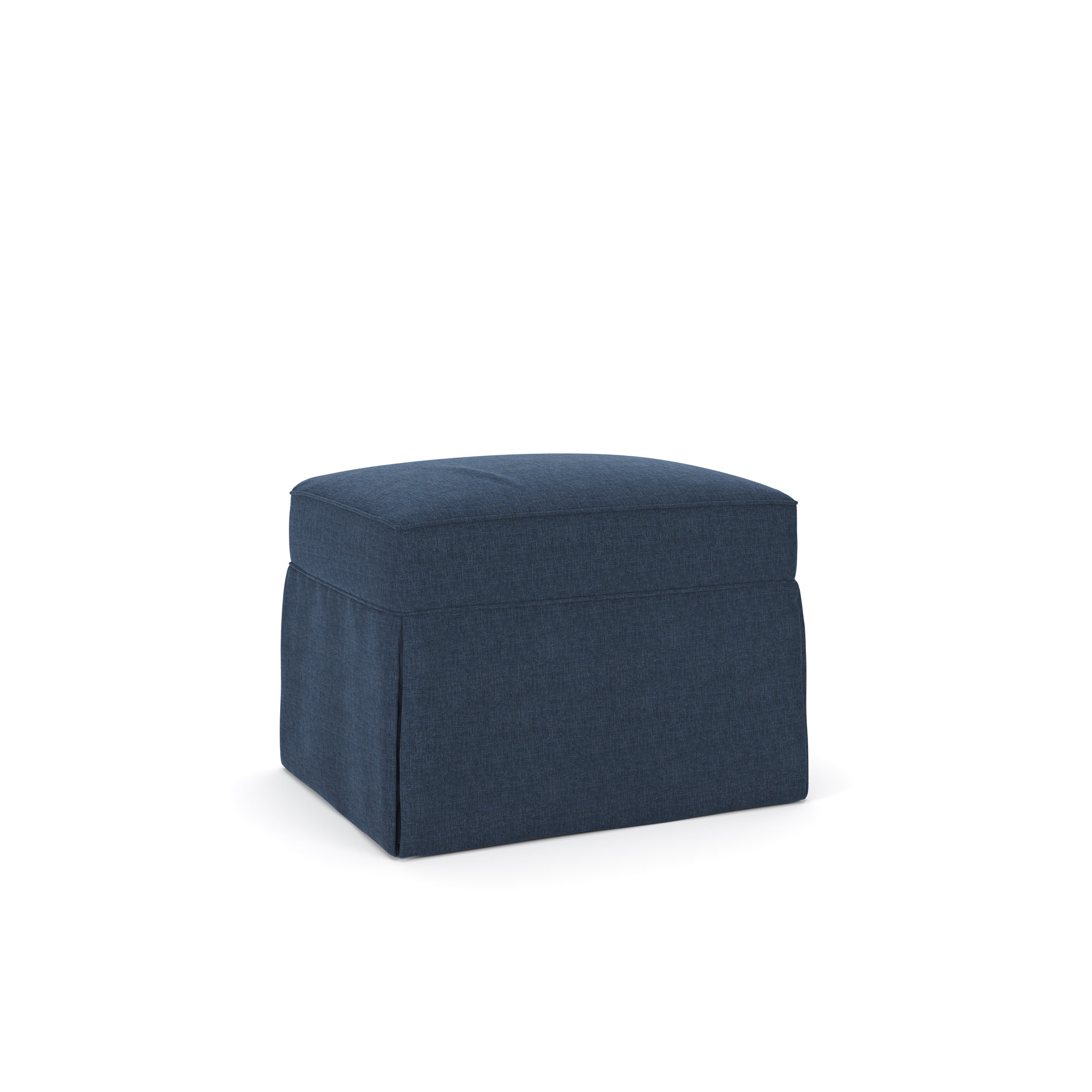 Amari Upholstered Ottoman, Drusky Navy Sustain® Basketweave