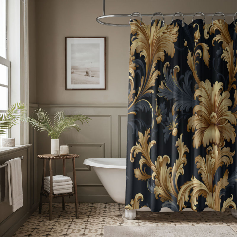Baroque Détails Design - Rideau de douche standard 1 pièce, H 74 po x l 35 po