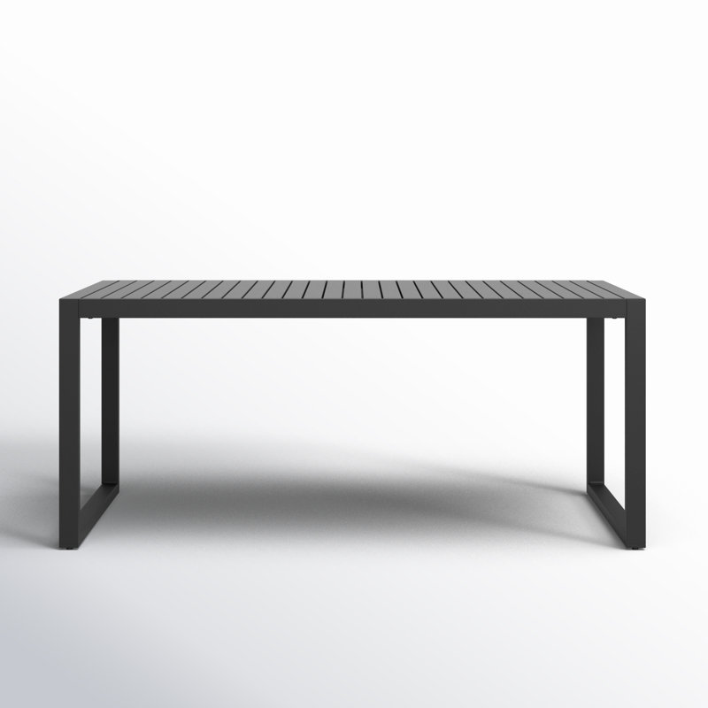 Iorio Rectangular Metal Outdoor Dining Table , 70'' in. W 35'' in. D, Black