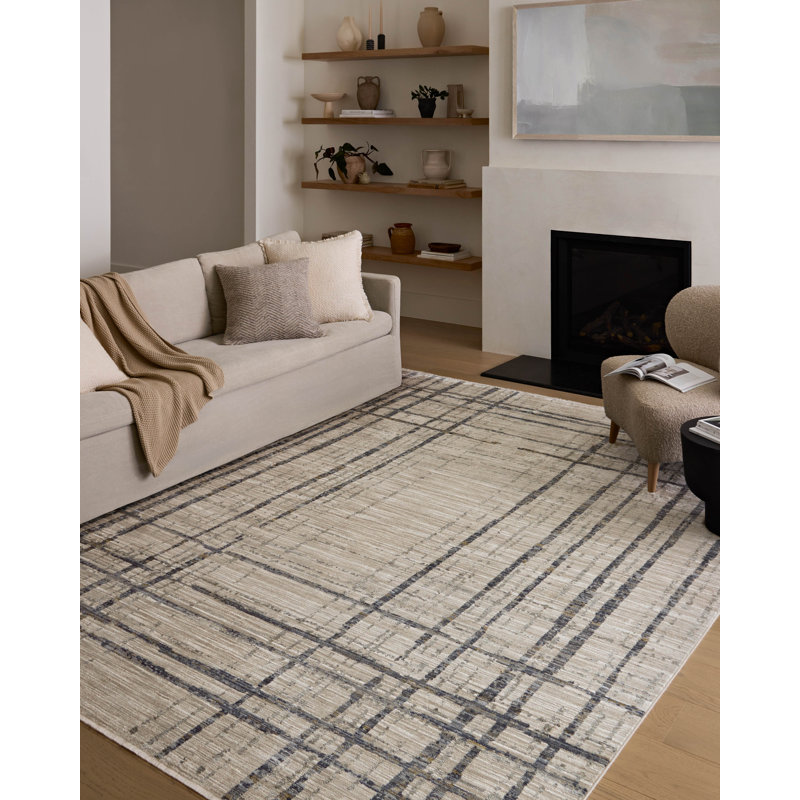 Tapis beige / minuit Marlia, Tapis de couloir 2 pi 6 po x 10 pi