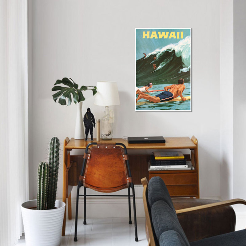 « Hawaï : surf ' publicité Vintage sur toile, 26" H x 18" L x 1,5" D
