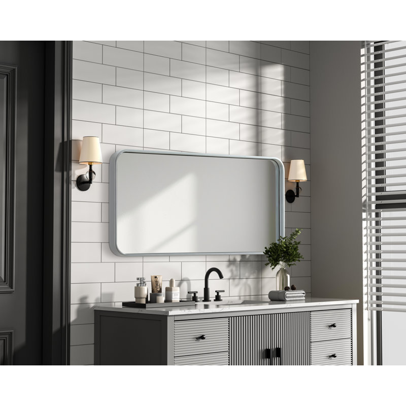 Erath Contour Metal Mirror, Silver, 36" x 18"