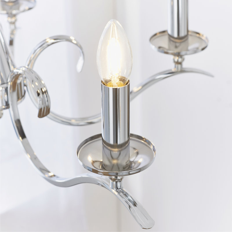 Barry 5 - Light Candle Style Chandelier, Polished Chrome