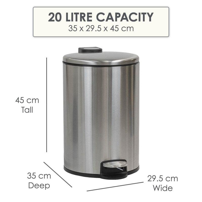 Yeung Steel Step On Kitchen Trash Can, 20