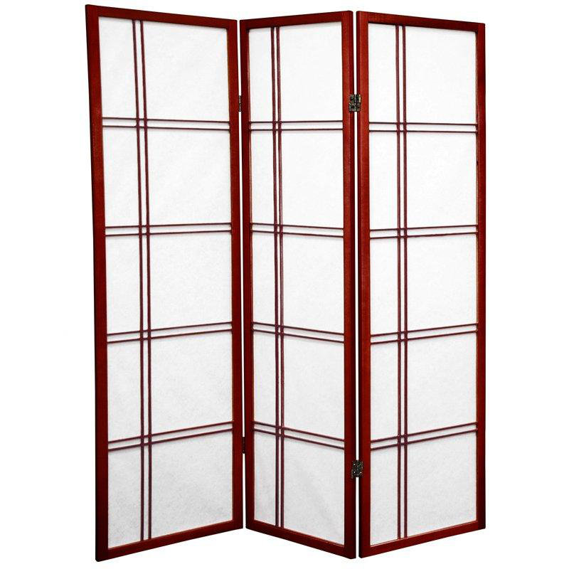 70.5" Tall Double Cross Shoji Panel Room Divider, Rosewood, 5 ft, 3