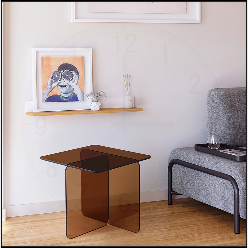 Table en verre trempé polyvalente pour l'intérieur et l'extérieur, Brun