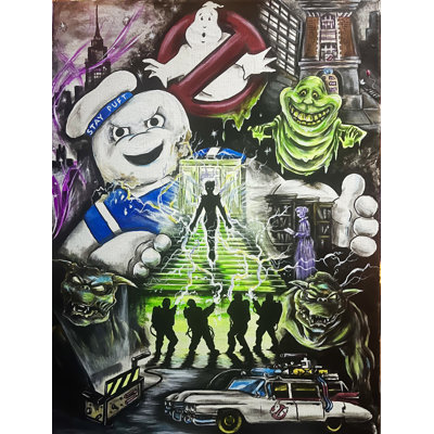  "Officiellement sous licence" Ghostbuster Collage, œuvre d'art originale par Ed Capeau, impression sur demande, affiche 12 x 16 pouces