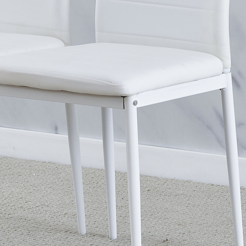 Dining Set, White Leather Line Chairs#4