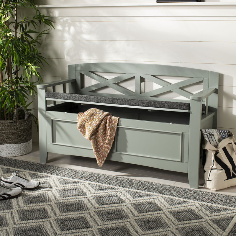 Banc de rangement en bois Elamin, gris