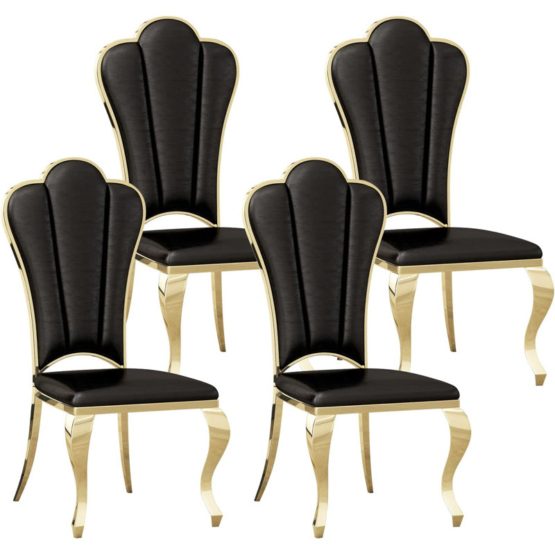 Ensemble de 4 chaises de salle à manger Modern, 4, Doré, Noir