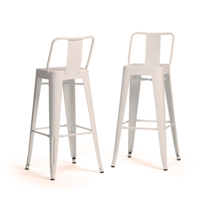 Tabouret 30 "en métal, 2, Blanc