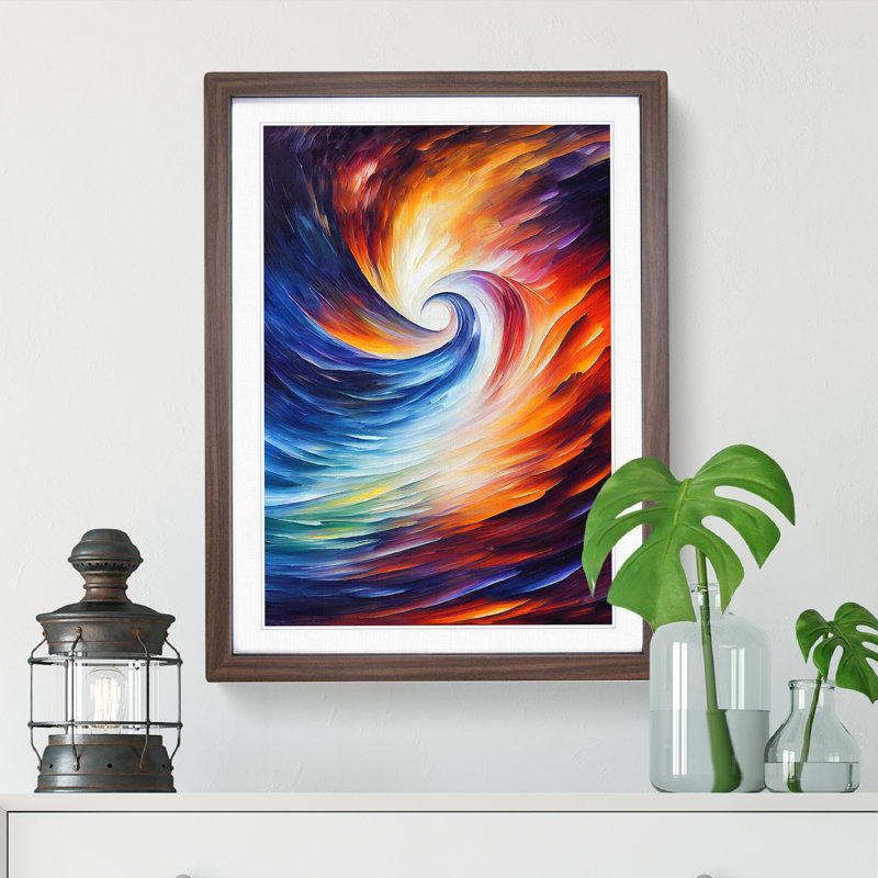 Ocean Wave Abstract No.2 - Framed Print, 46cm H x 34cm W x 2cm D, Walnut