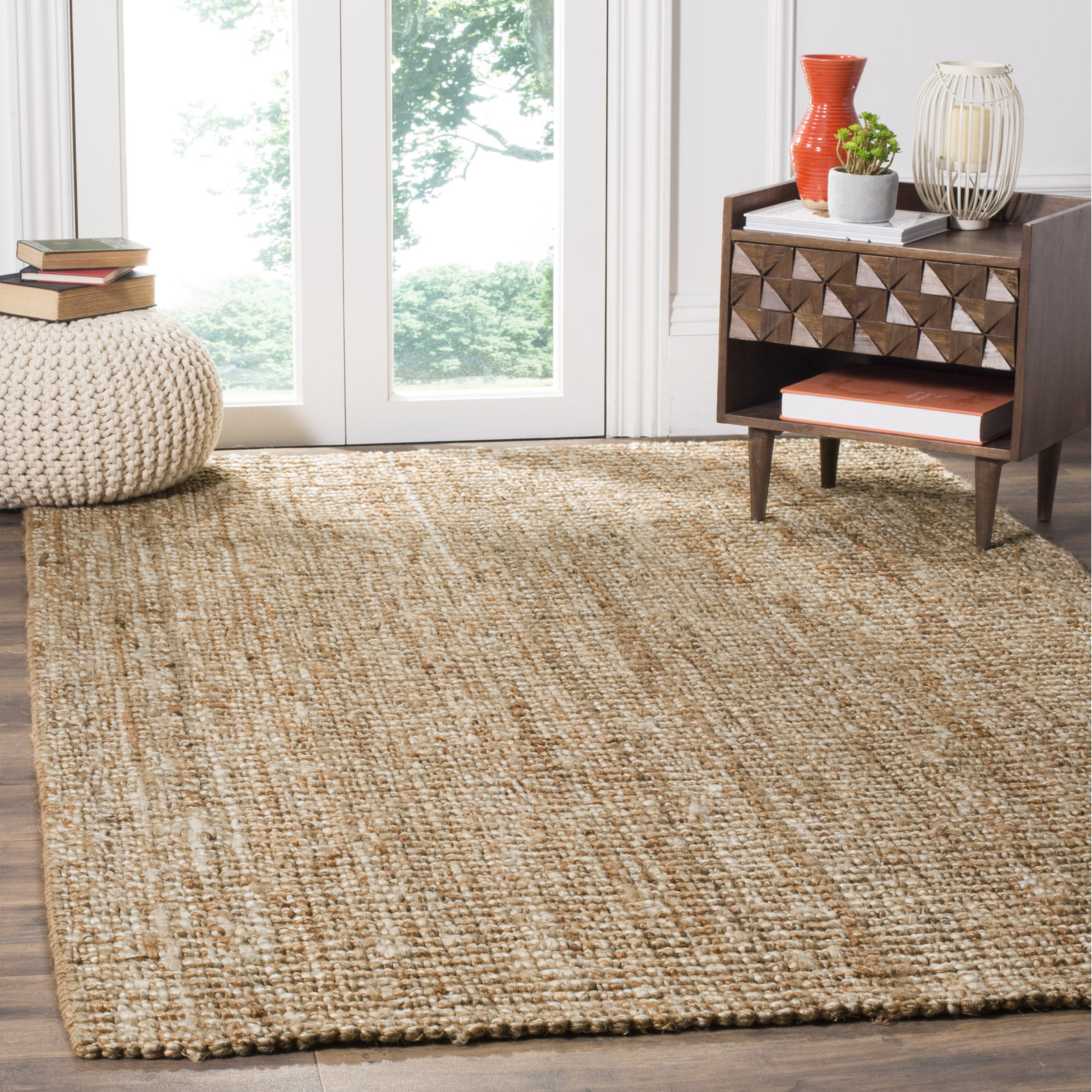 Alda Natural Ivory Hand-Woven Jute Rug, Rectangle 4' x 6'