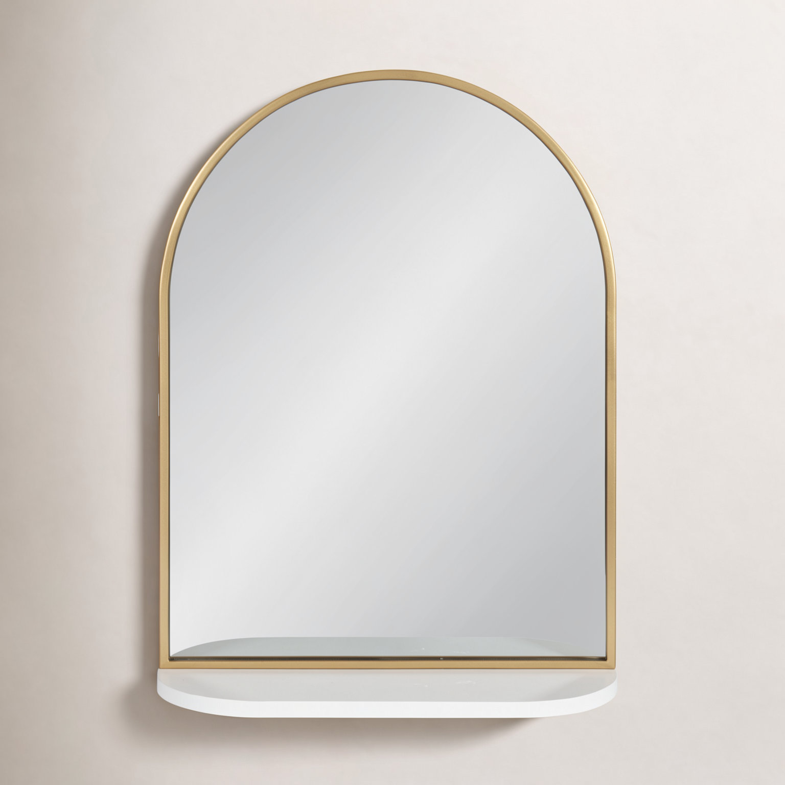 Jordie Accent Mirror, 28" H x 20" W, White/Brass