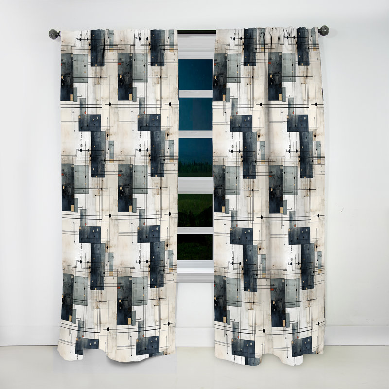 Industrial Balance I - Modern Curtain - Velvet Room Darkening - 1 Panel, 52" W x 63" L