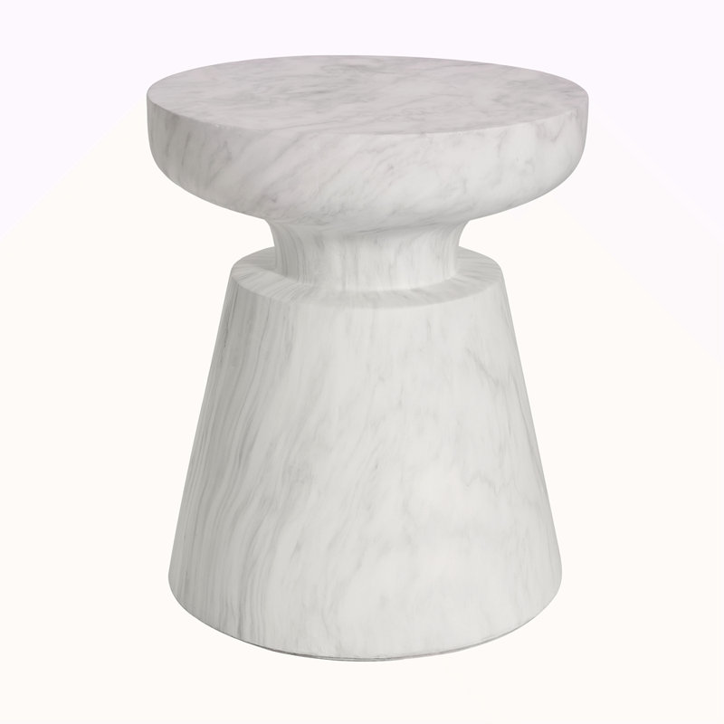 Table d'appoint d'extérieur en travertin Ponti, Blanc