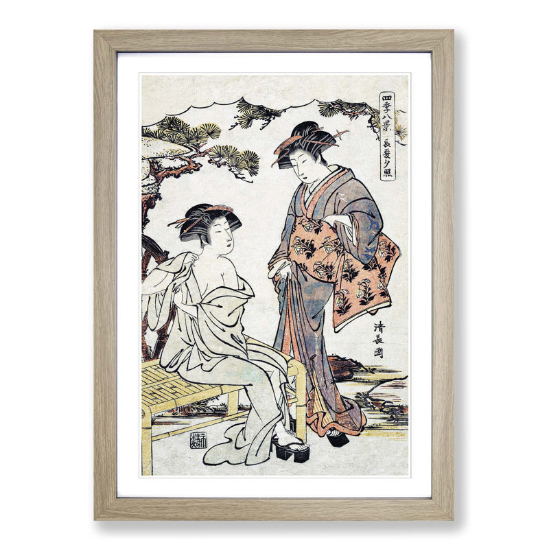 Dressing a Lady by Torii Kiyonaga - Picture Frame Painting Print, Oak Framed, 36cm H x 27cm W x 2cm D