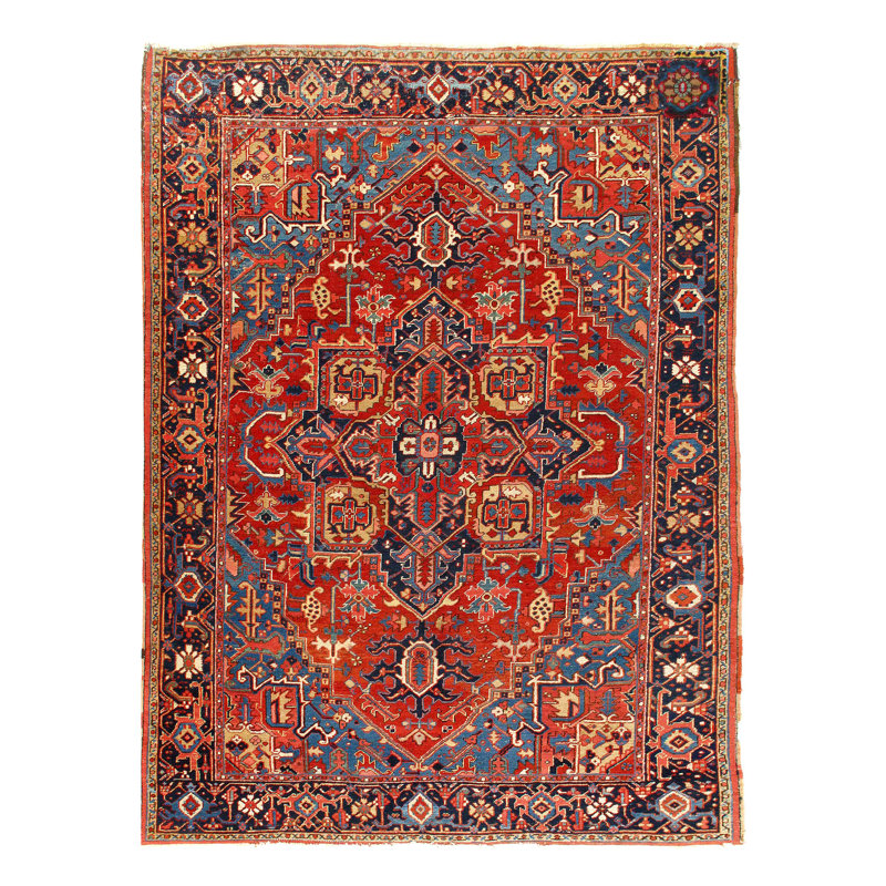 Tapis rouille persan antique Heriz Serapi 7 pi 1 po x 9,2 po